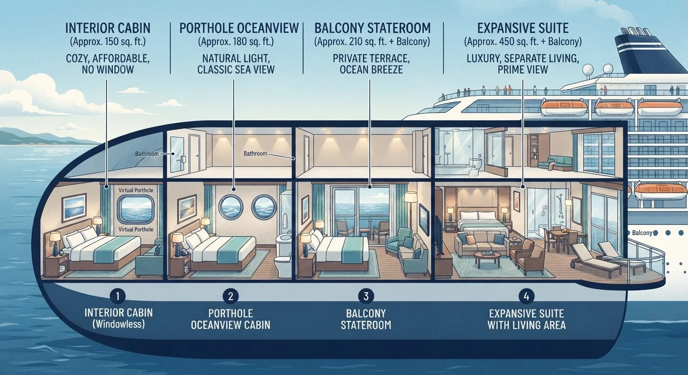 Cabin Categories Decoded: Inside, Oceanview, Balcony, and Suite Explained